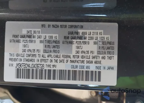 2018 Mazda Cx-5 Touring из США, поврежденный, VIN JM3KFBCM4J0439728